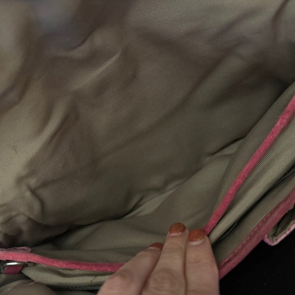 COACH Pink monogram canvas leather shoulder bag purse 12x7x3" suede. - Picture 15 of 15
